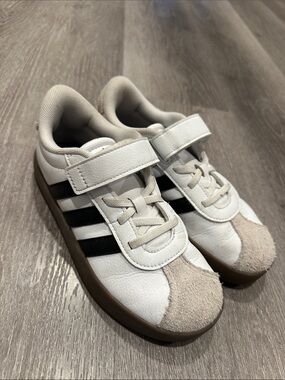 adidas Kids White Black Velcro Strap Sneakers